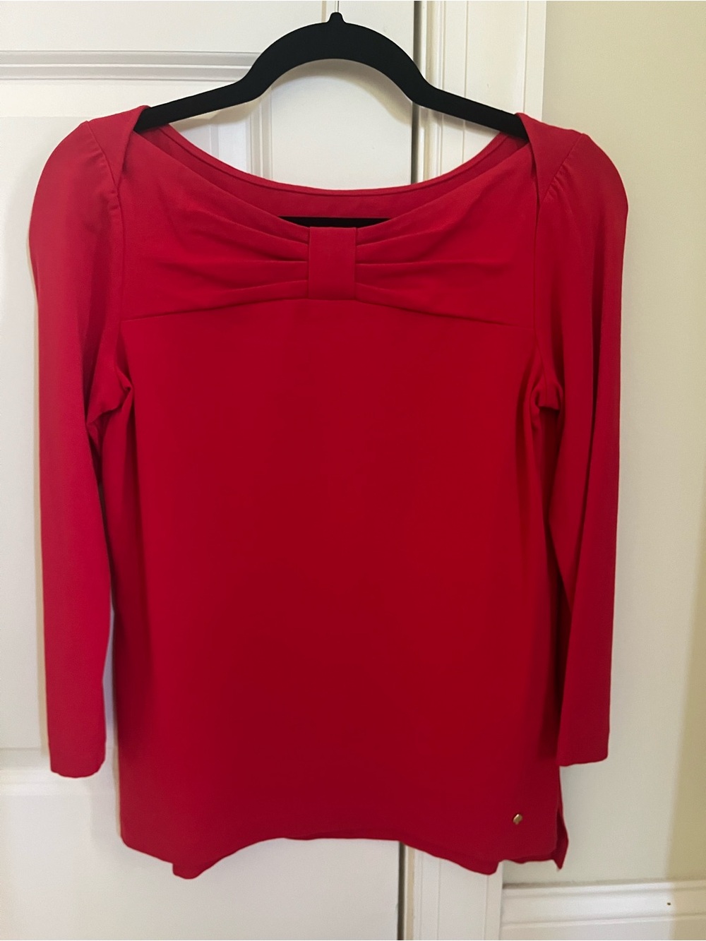 Kate Spade Red Long-Sleeve Bow-Front Women's Top